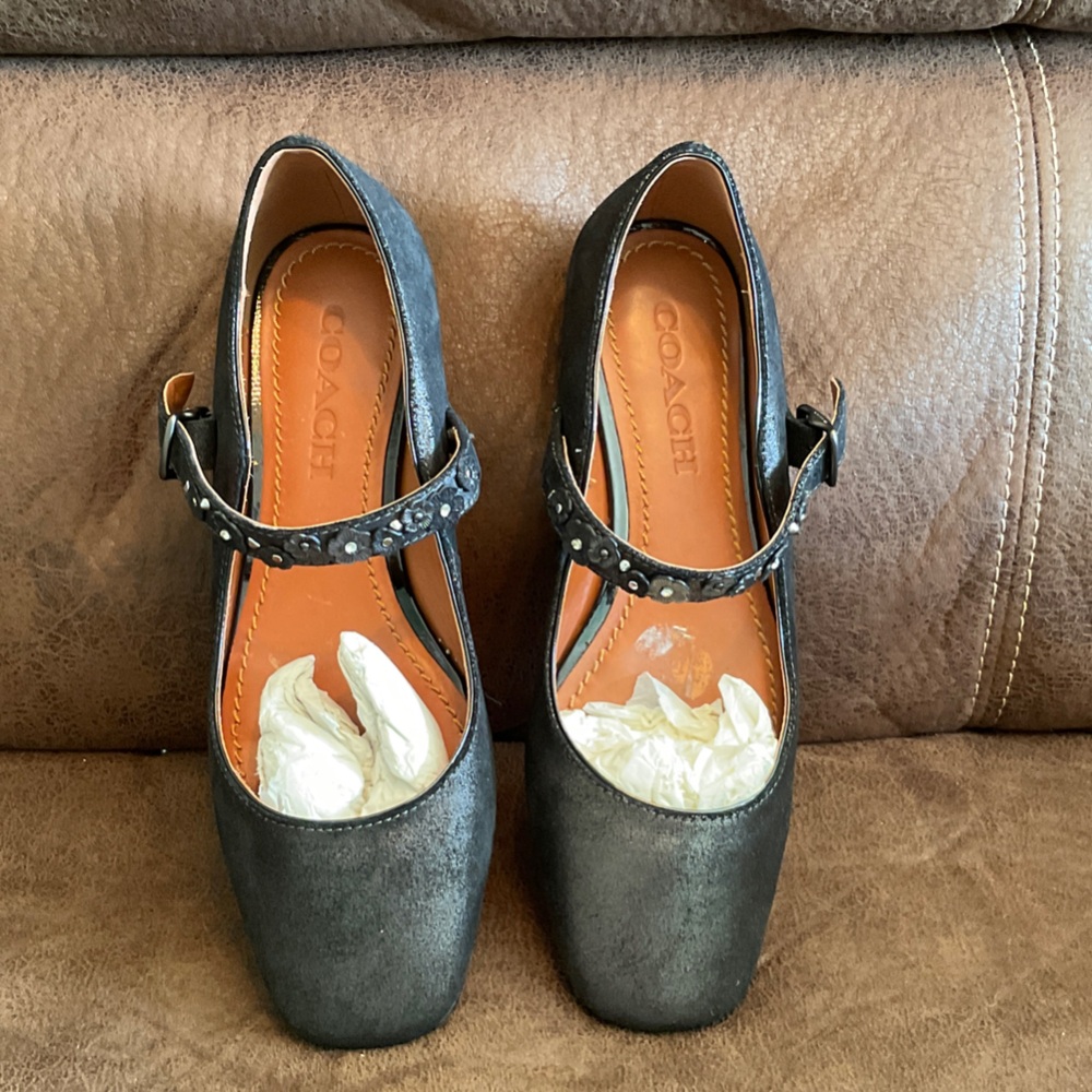 Kate Spade Metallic Black Mary Jane Flats